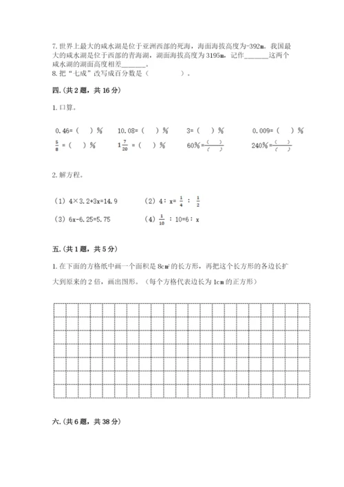 人教版六年级数学小升初试卷及完整答案一套.docx