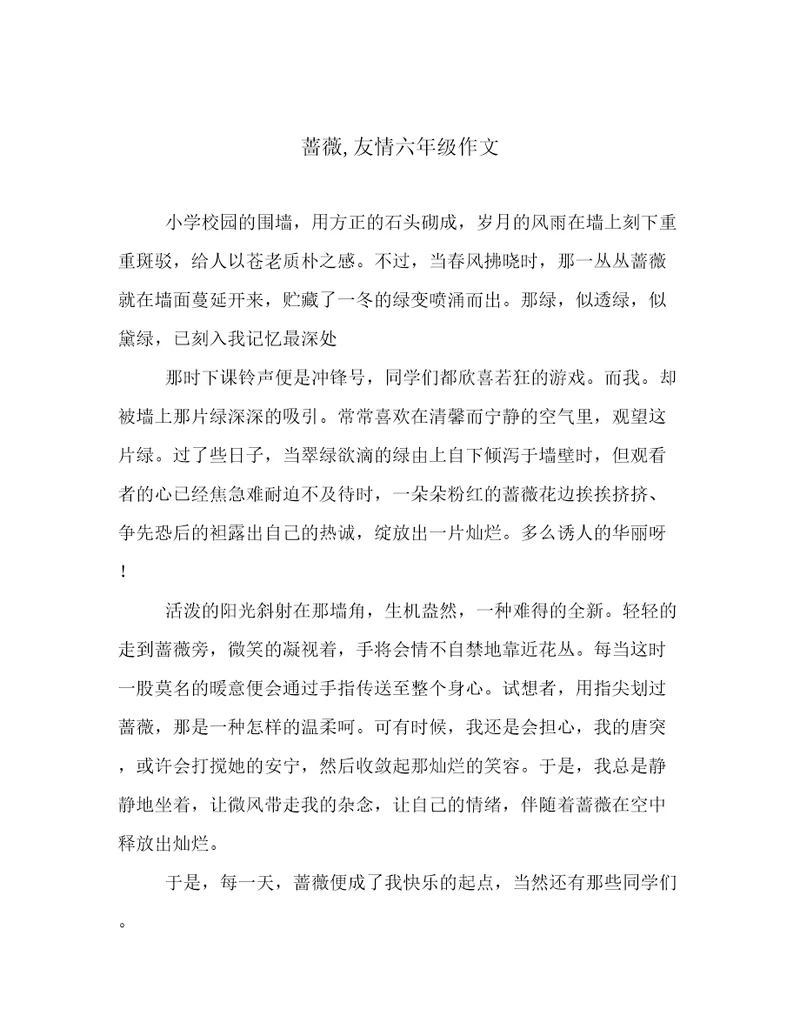 蔷薇,友情六年级作文