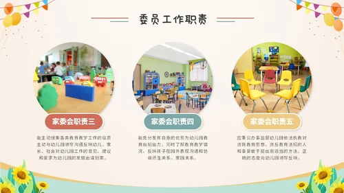 卡通儿童插画风幼儿园家委会工作培训课件ppt模板