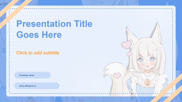 蓝色简约风次元少女自我介绍PPT主题