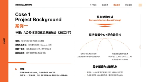 橙色简约风个人简历PPT模板