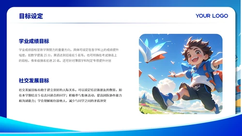 蓝色卡通风格开学第一课ppt模板