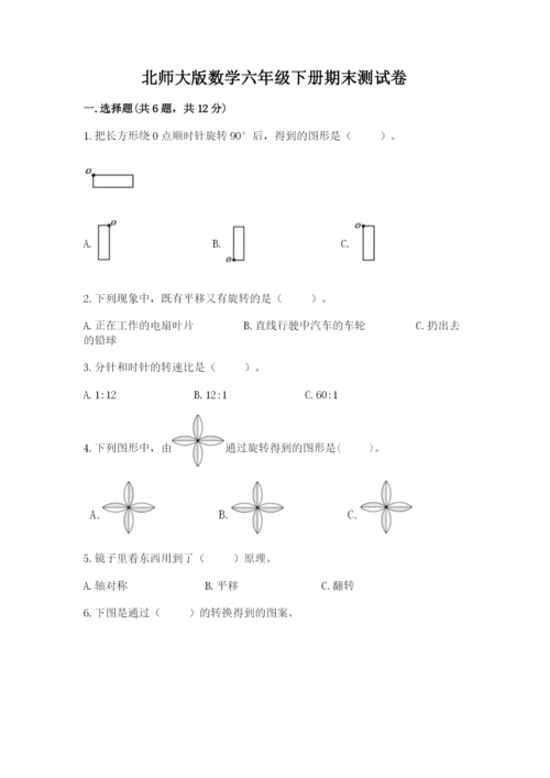 北师大版数学六年级下册期末测试卷（考点精练）.docx