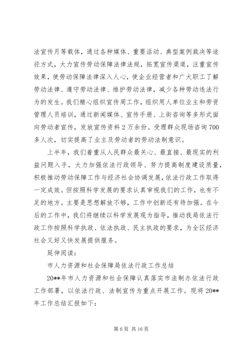 人力资源和社会保障局依法行政工作总结及小结.docx