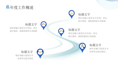 蓝色流体线条简约商务办公室年终总结PPT模板