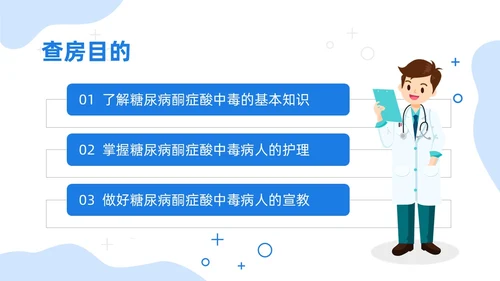 蓝色插画风酮症酸中毒护理查房培训