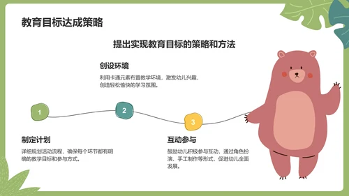 绿色卡通风可爱卡通幼儿园教学活动PPT模板