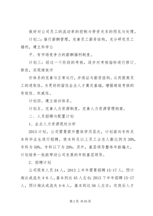 人力资源规划书优选10篇.docx