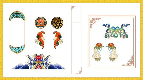 中纹之美明黄色夏朝服通用PPT模板