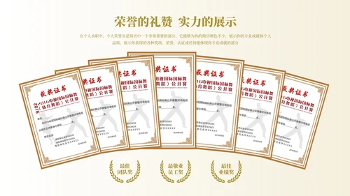 金色简约风证书排版PPT版式合集