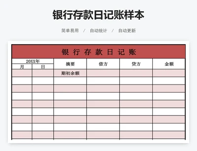 银行存款日记账样本