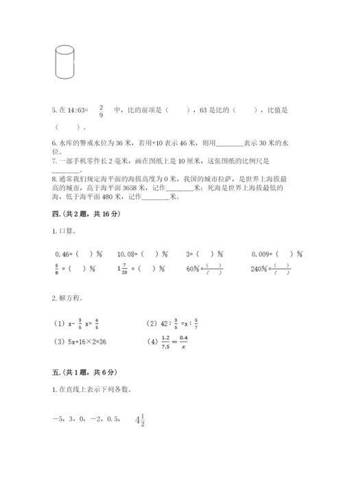 河南省平顶山市六年级下册数学期末考试试卷及答案（有一套）.docx