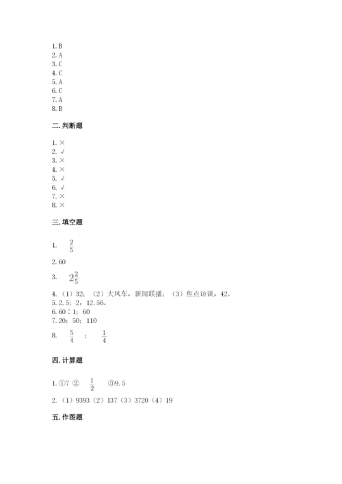六年级上册数学期末测试卷及参考答案（基础题）.docx
