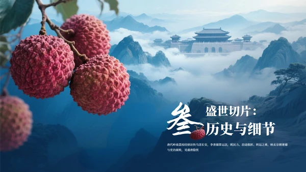 蓝色国风《长安的荔枝》读书分享PPT模板