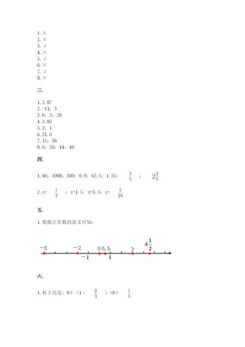 小学六年级下册数学摸底考试题含答案（培优a卷）.docx