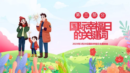 国际幸福日幸福家庭温馨卡通PPT模板