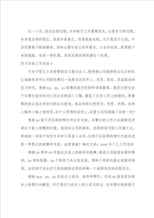 实习自我工作总结