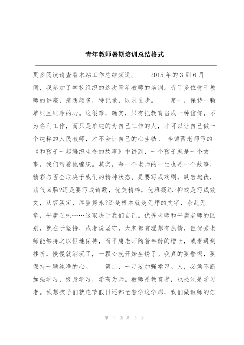 青年教师暑期培训总结格式.docx