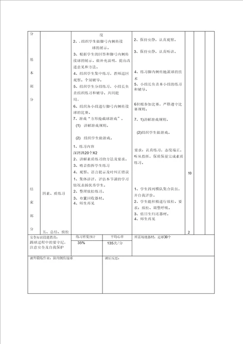 初中体育足球课教案全