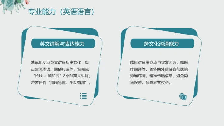 英语专业大学生职业生涯发展规划个人求职综合能力展示PPT