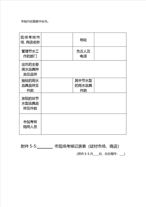 节约用水现场考核记录表