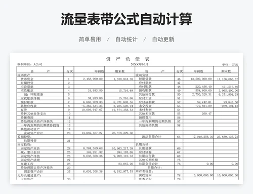 流量表带公式自动计算