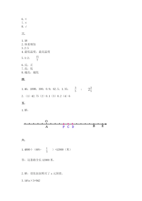 人教版数学小升初模拟试卷及参考答案（培优）.docx