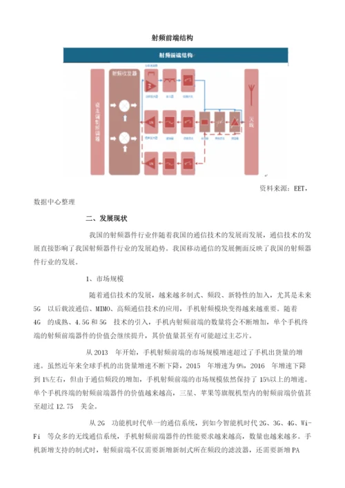 我国射频器件行业在5G浪潮推动下市场规模将会保持高幅度增长.docx