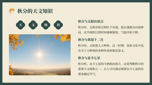 绿色复古风秋分节气的历史文化习俗PPT模板