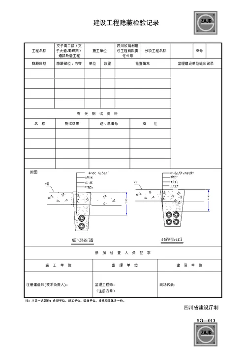 建设工程隐蔽检验记录精编版