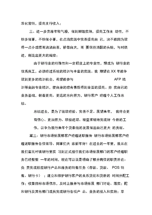 信贷客户经理述职报告