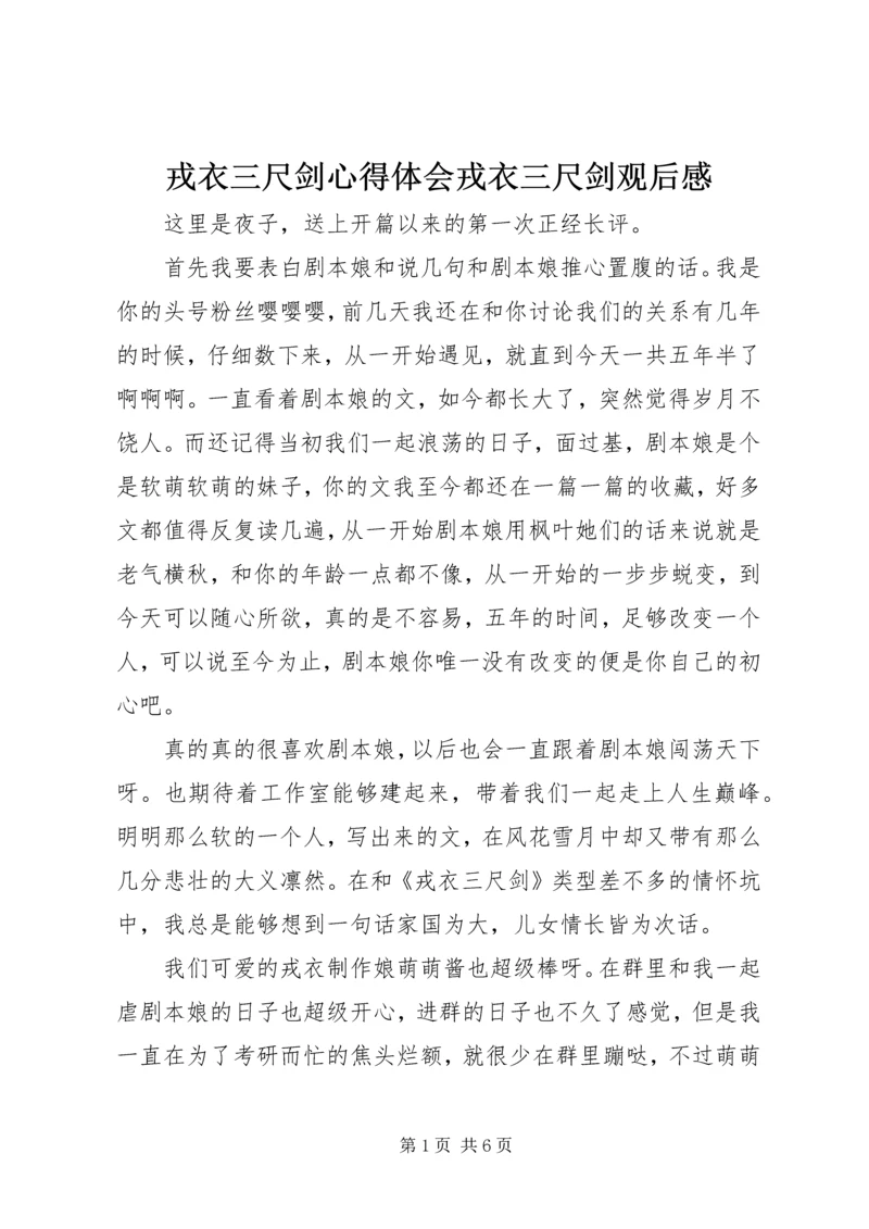 戎衣三尺剑心得体会戎衣三尺剑观后感.docx