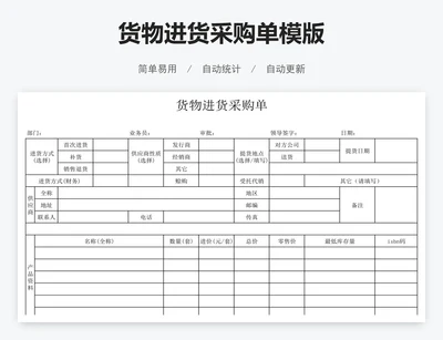 货物进货采购单模版