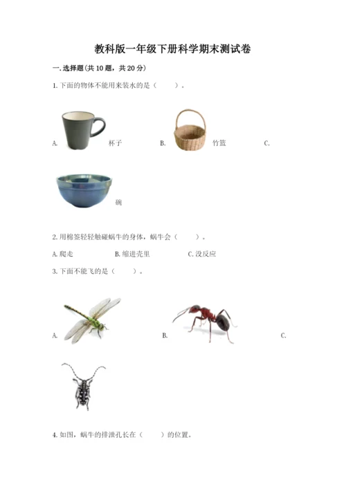 教科版一年级下册科学期末测试卷（历年真题）word版.docx