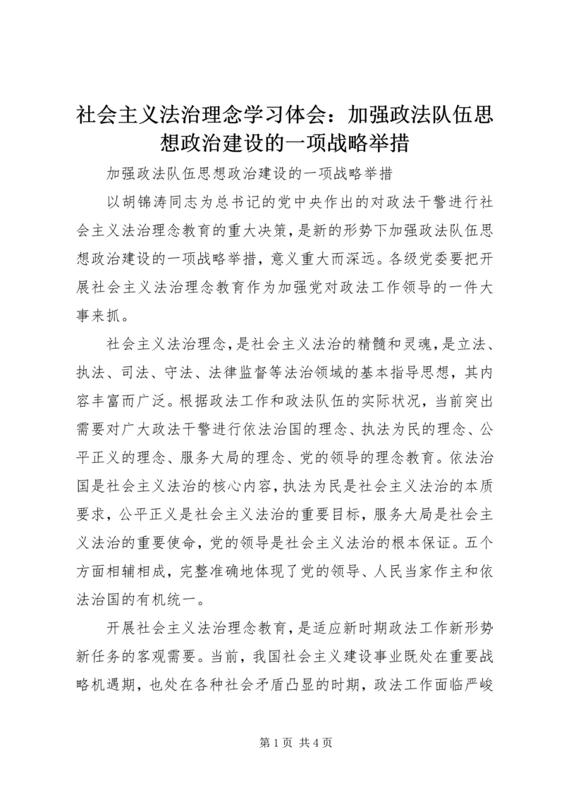 社会主义法治理念学习体会：加强政法队伍思想政治建设的一项战略举措 (6).docx