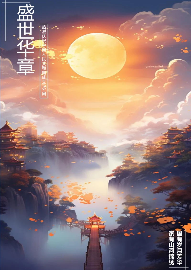 庆祝国庆76周年宣传海报