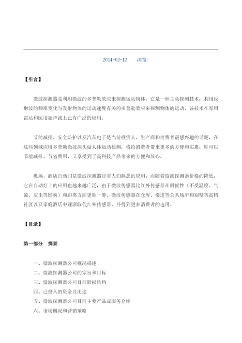 微波探测器商业计划书模板.docx