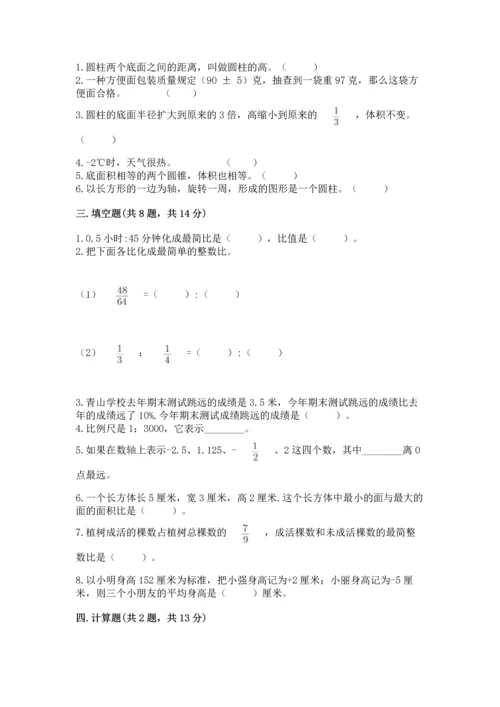 人教版六年级下册数学期末测试卷【研优卷】.docx