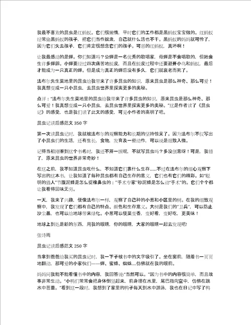 关于初中昆虫记读后感500字作文优秀精选