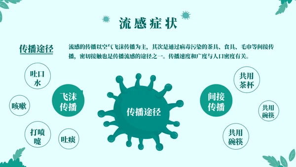 打败流感主题宣传教育通用PPT模板