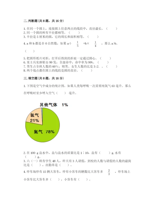 人教版小学六年级上册数学期末测试卷精品【全国通用】.docx