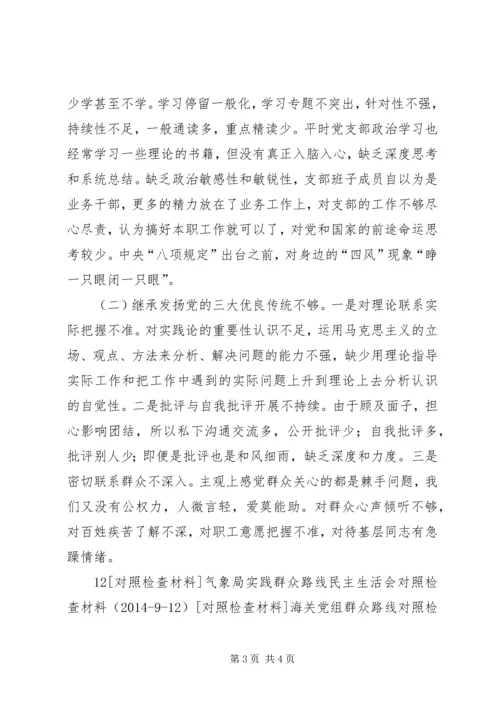 市林业局党支部群众路线对照检查材料.docx