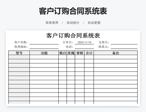 客户订购合同系统表