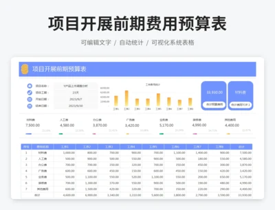 项目开展前期费用预算表