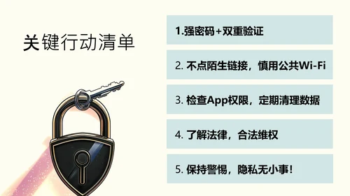 黄蓝色简约卡通插画网络安全指南PPT模板