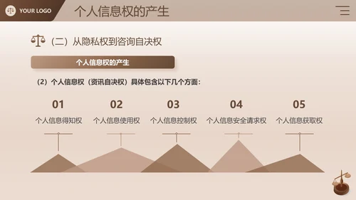 棕色简约商务风企业法律宣传培训个人信息保护法课件PPT模板