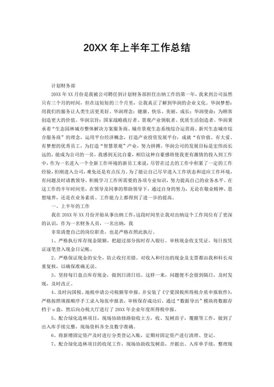 财务出纳半年工作总结