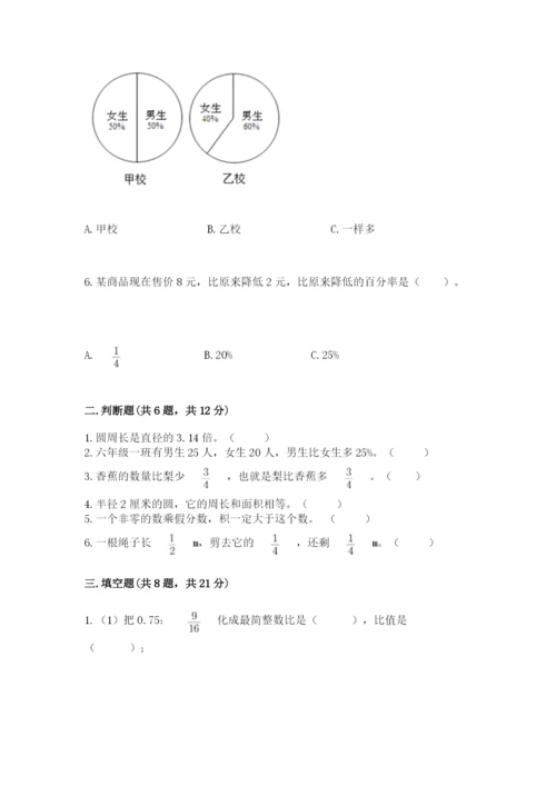 人教版六年级上册数学期末测试卷附答案【综合题】.docx