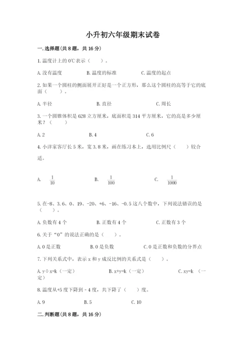 小升初六年级期末试卷【精练】.docx