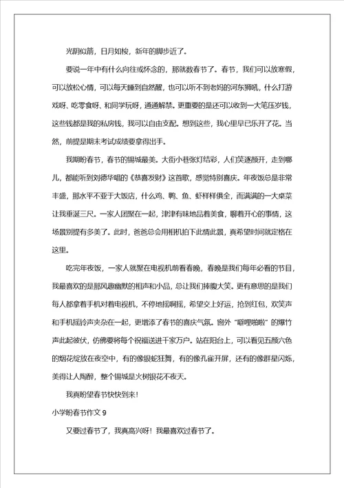 小学盼春节作文